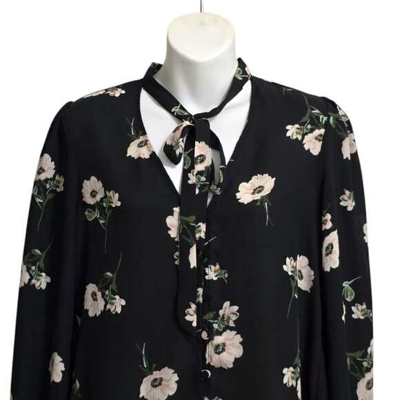 Lulus On the Spot Black Floral Print Button-Up Blouse Sz S - Picture 3 of 11